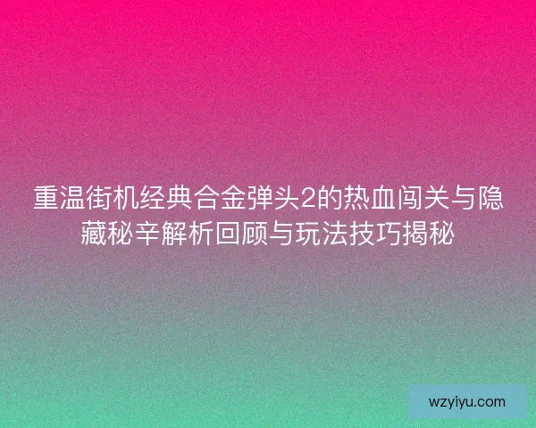 重温街机经典合金弹头2的热血闯关与隐藏秘辛解析回顾与玩法技巧揭秘