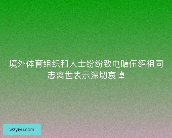 境外体育组织和人士纷纷致电唁伍绍祖同志离世表示深切哀悼