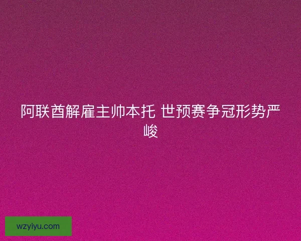 阿联酋解雇主帅本托 世预赛争冠形势严峻
