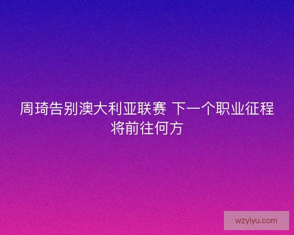 周琦告别澳大利亚联赛 下一个职业征程将前往何方