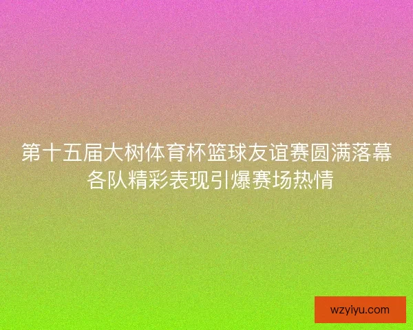 第十五届大树体育杯篮球友谊赛圆满落幕 各队精彩表现引爆赛场热情
