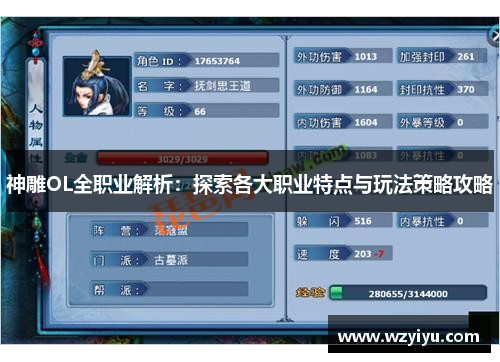 神雕OL全职业解析：探索各大职业特点与玩法策略攻略